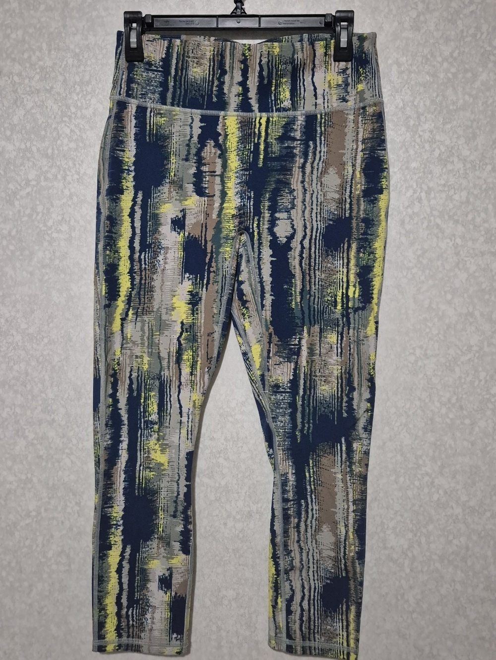 Fabletics Multicolor Abstract Print Leggings - Navy, Yellow, Gray, Tan...size:S